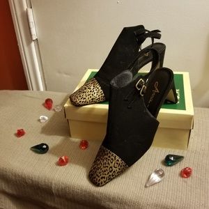 Shoes black with leopard print